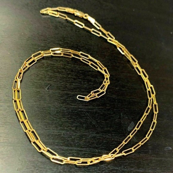 Solid 14K Yellow Gold 6x2mm Paper Clip Link Chain Necklace 16" - Picture 7 of 7